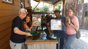 Adults learning to pan for gold